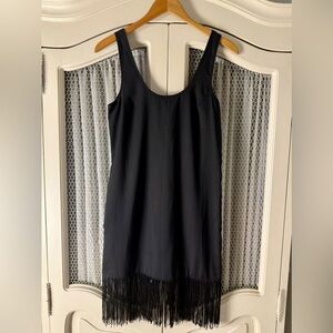 Urban Outfitters Black Flapper Style Fringe Hem Shift Slip Dress